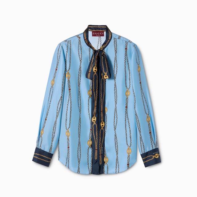 Printed silk twill shirt