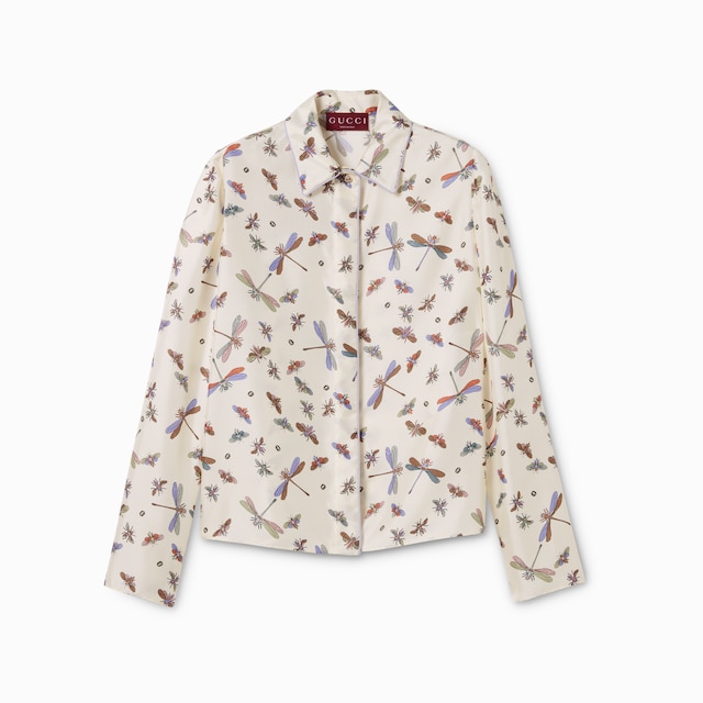 Printed silk twill shirt