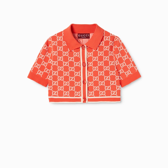 Cardigan court en jacquard de coton GG