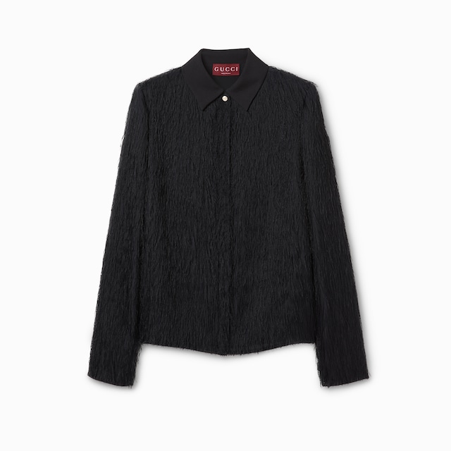 Fringed fil coupé fabric shirt