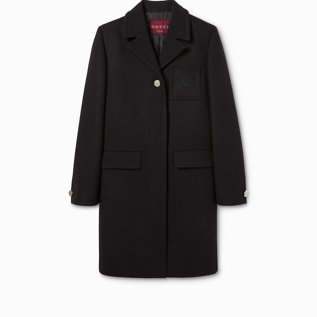 Cappotto in lana batavia con patch