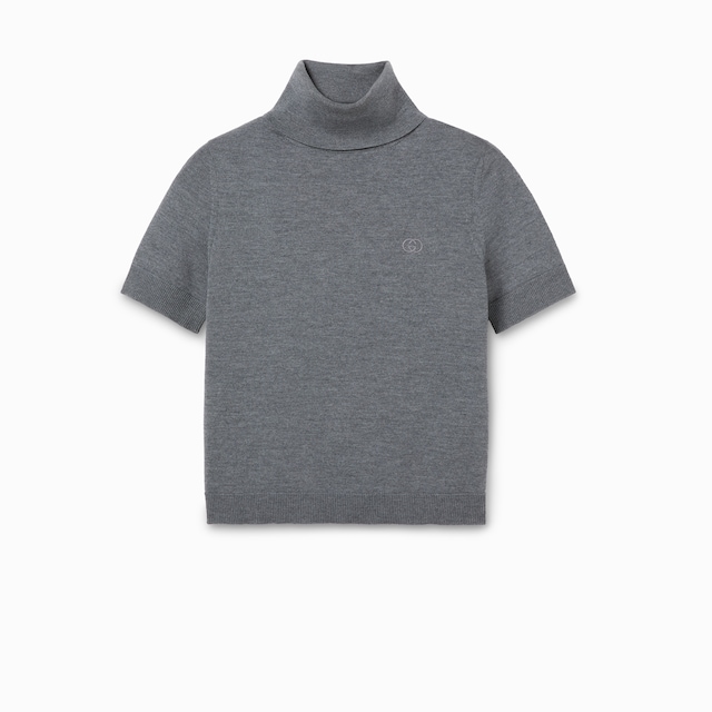 Col roulé en laine fine avec broderie