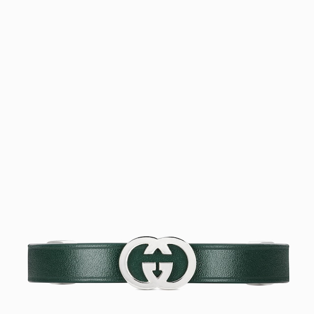 구찌 인터로킹 레더 팔찌