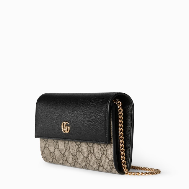 Portafoglio GG Marmont bicolore con catena