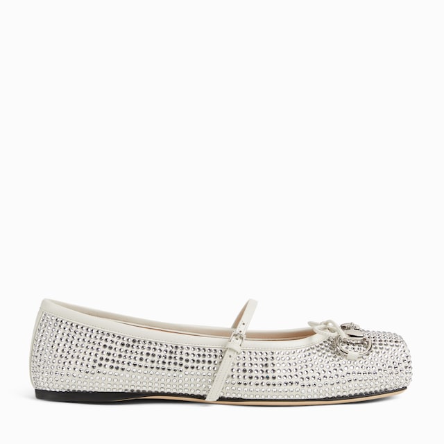 Women's crystal Gucci Horsebit ballet flat