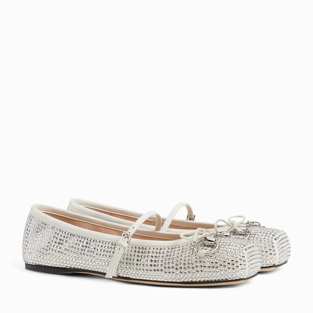Women's crystal Gucci Horsebit ballet flat