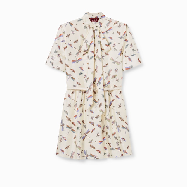 프린트 실크 트윌 드레스