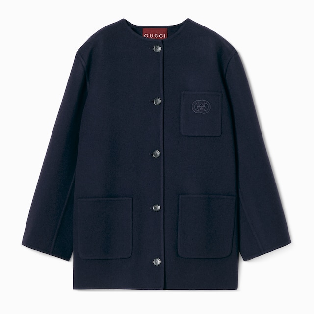 Wool coat with embroidery