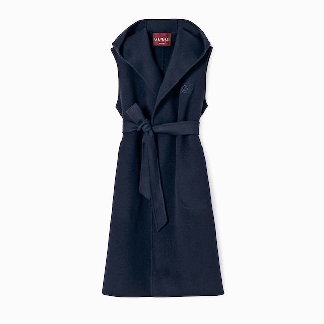Wool sleeveless coat with embroidery