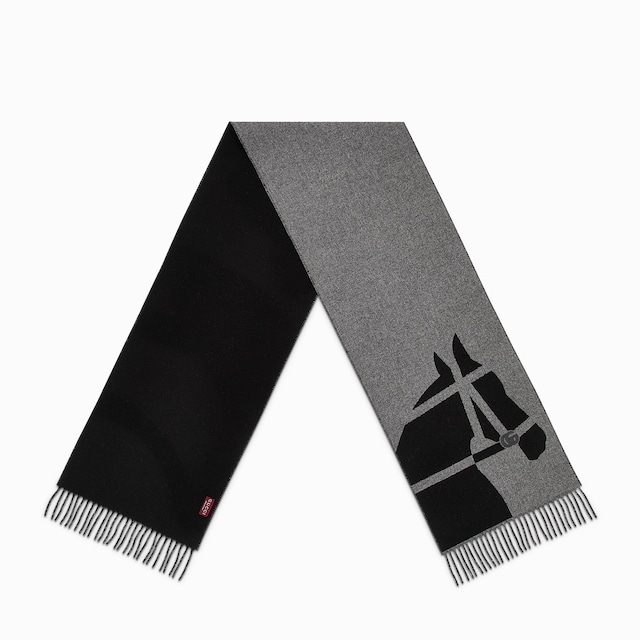 Wool scarf with jacquard motif