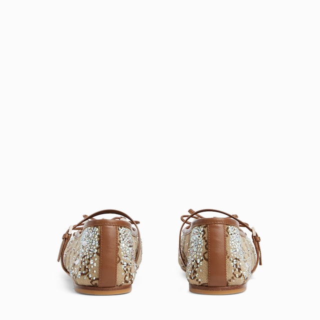 Gucci Horsebit Damenballerina mit GG Kristallen 