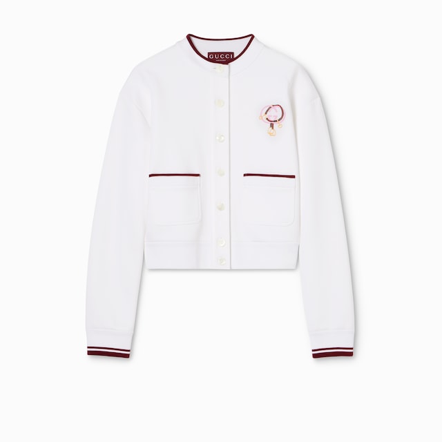 Cardigan aus Baumwolljersey mit Stickerei