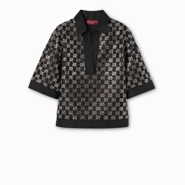 Wool tweed lamé top 