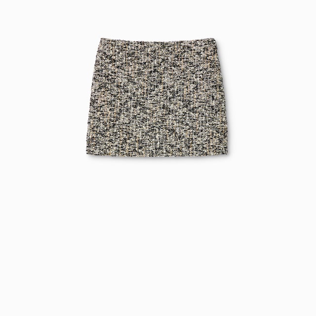 Laminated bouclé fabric skirt