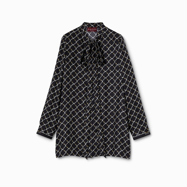 Printed silk twill dress