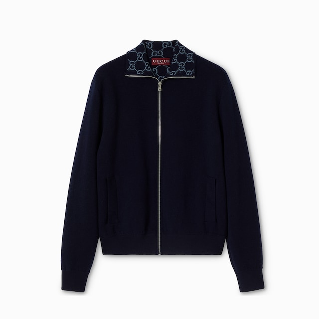 Knit double wool zip jacket