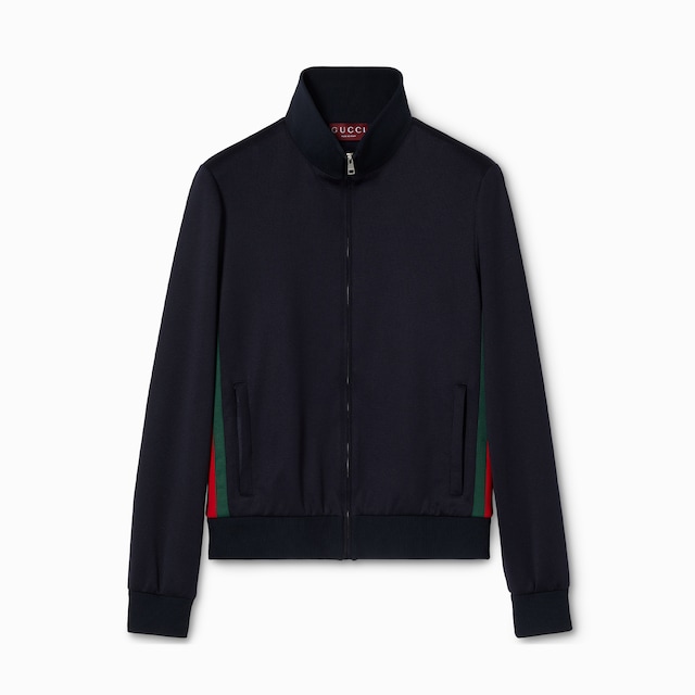 ウェブ ストライプ テクニカルジャージー ジップジャケット