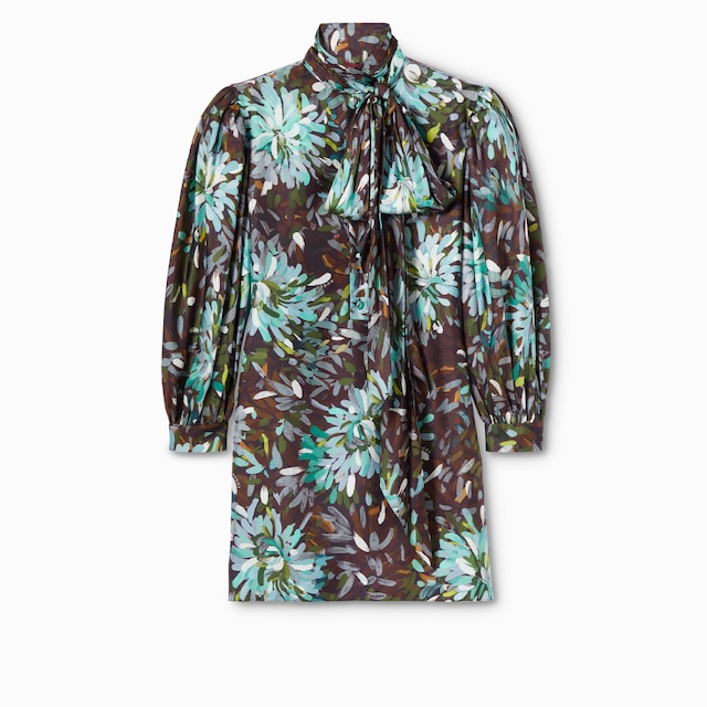 Printed silk twill dress