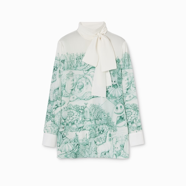 日本限定 ヒグチユウコ プリント シルク シャツ