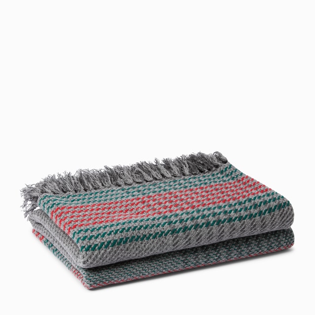 饰织带山羊绒提花盖毯 