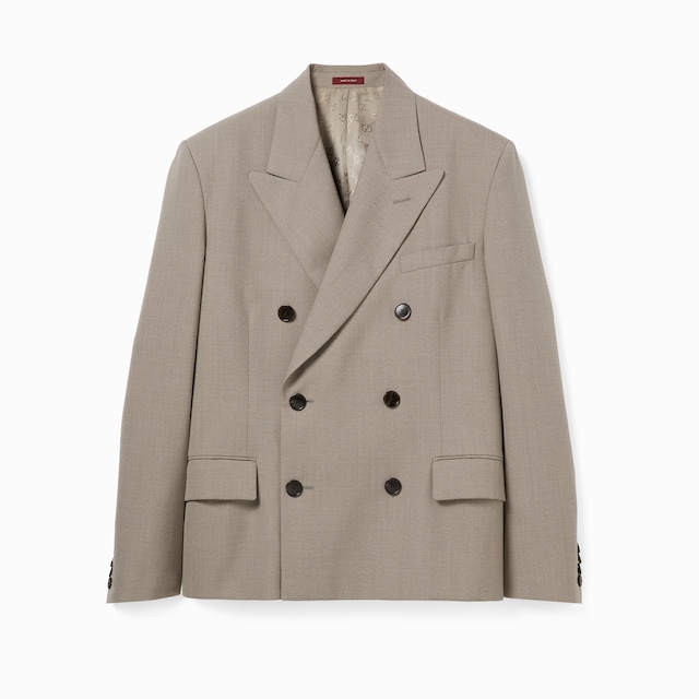 Giacca doppiopetto in tessuto mouliné in lana