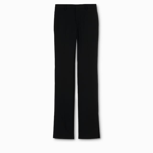 Wool crêpe pants with embroidery