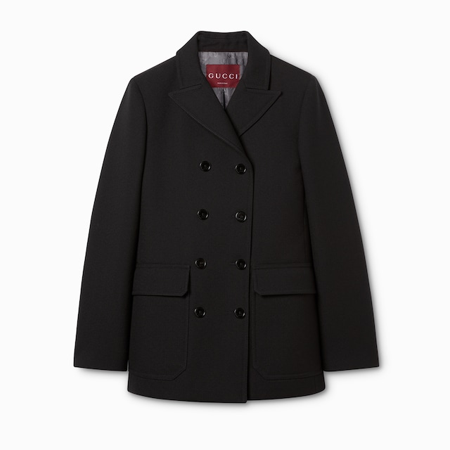 Caban doppiopetto in lana sablé