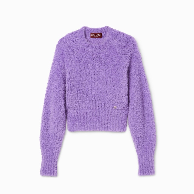 Brushed wool mohair blend sweater 