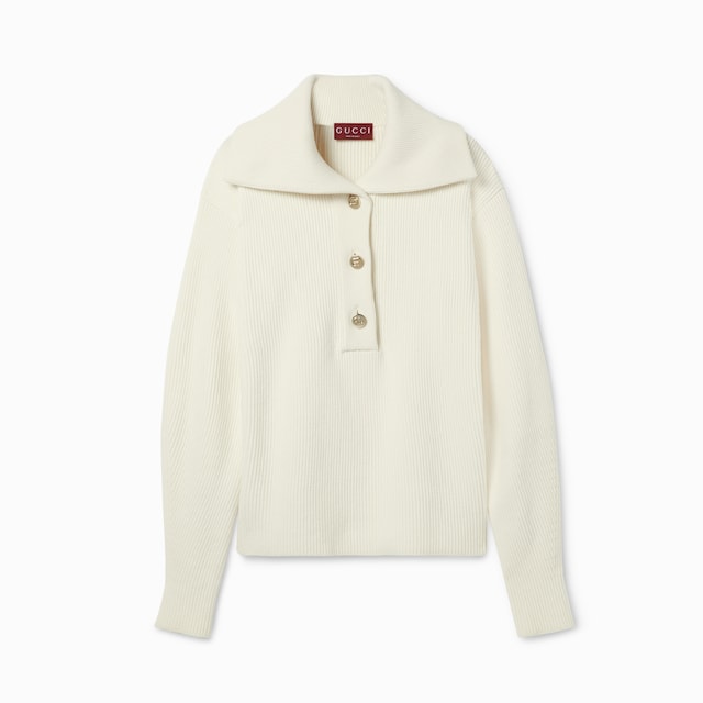 Pull en laine et cachemire côtelés