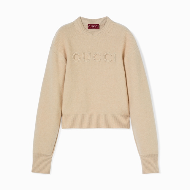 Wool cashmere sweater with embroidery
