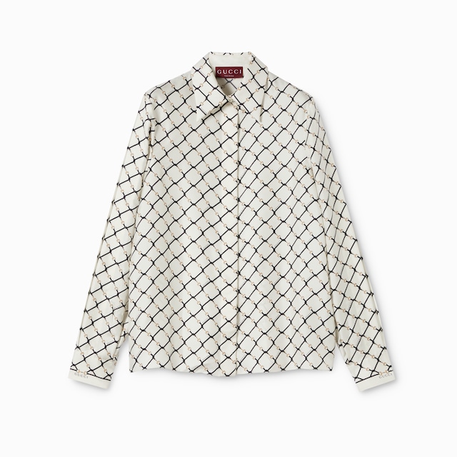 Printed silk twill shirt