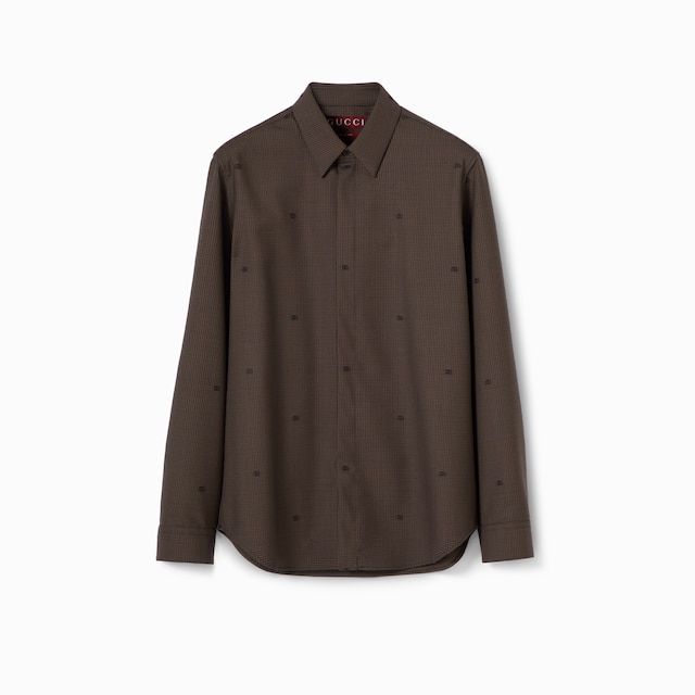  GG houndstooth wool jacquard shirt