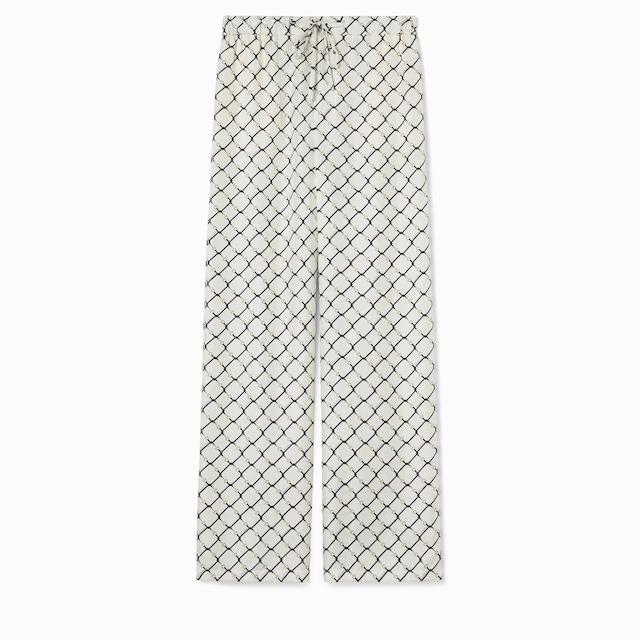 Printed silk twill trousers
