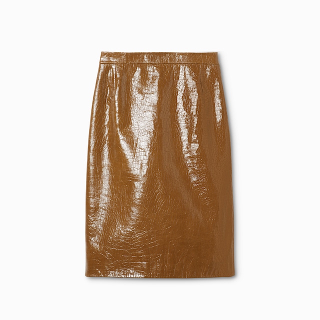 Jupe midi en cuir brillant 