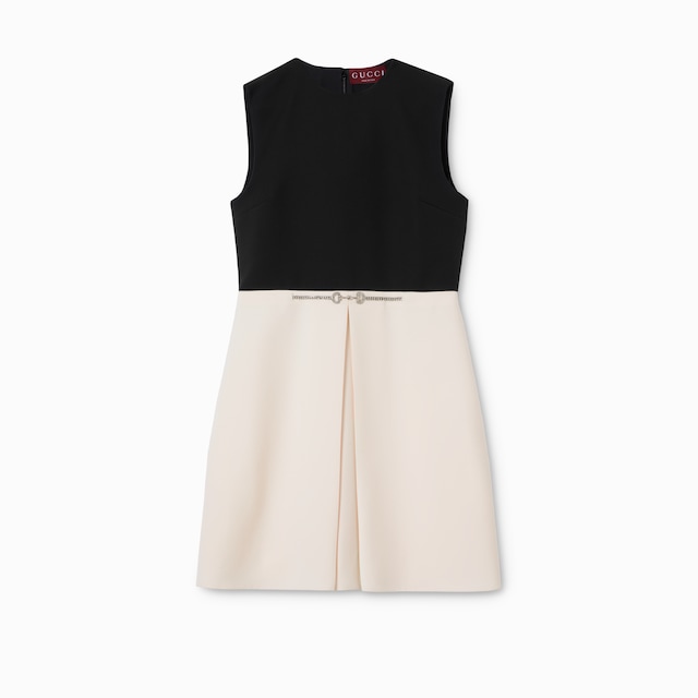 Silk wool dress with crystal Horsebit