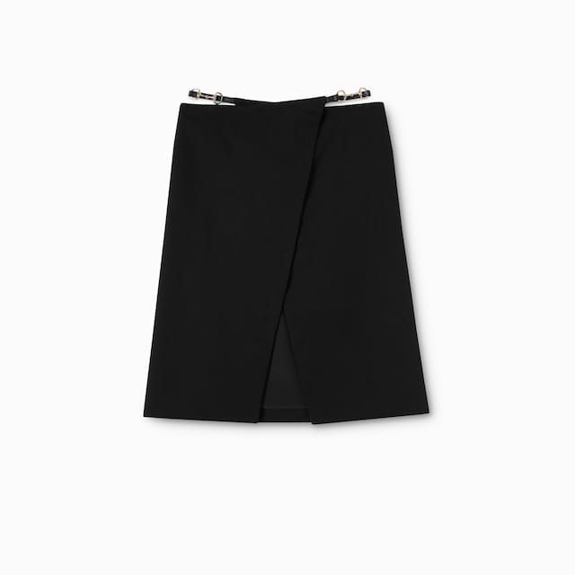 Wool wrap skirt with Horsebit detail 