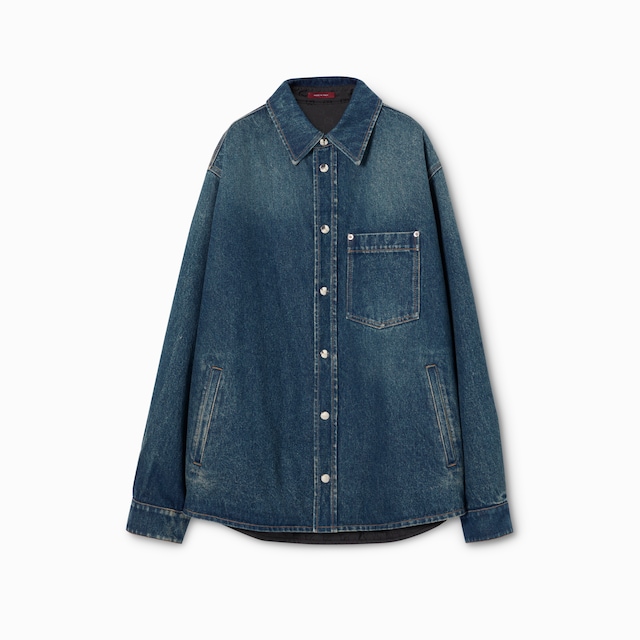 Reversible padded denim and nylon shirt