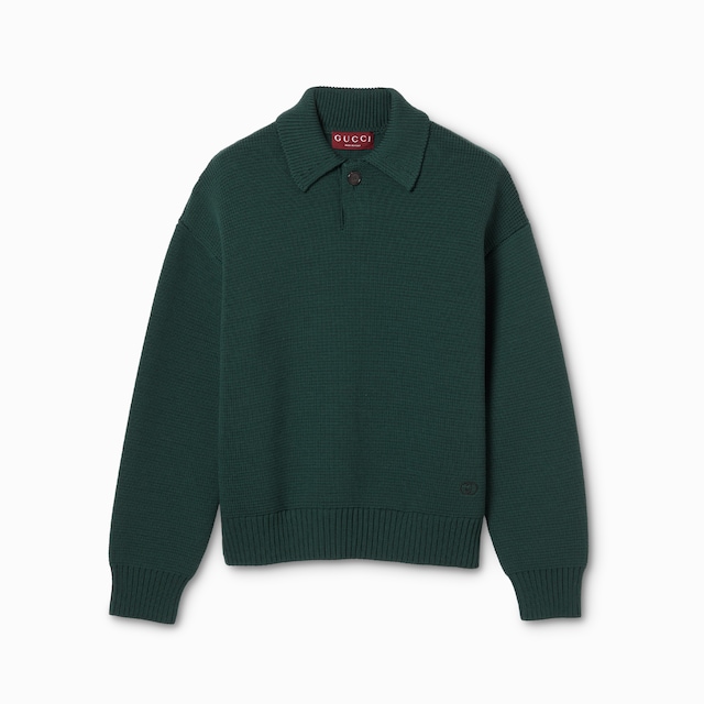 자수 장식 니트 울 폴로 셔츠