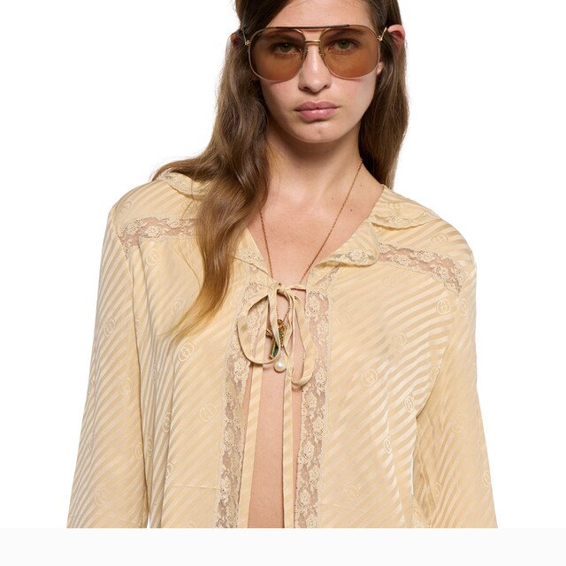 Diagonal GG silk jacquard shirt