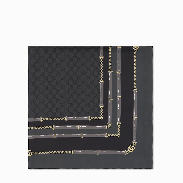 Carré in seta jacquard GG stampata