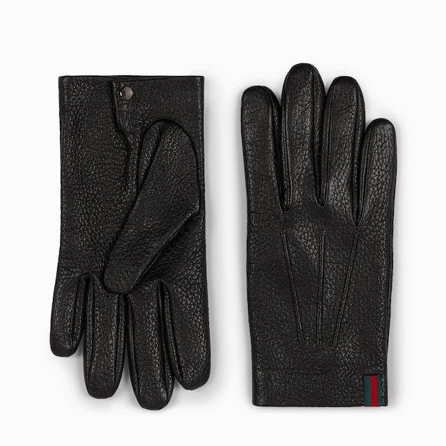 Grainy leather gloves with Web