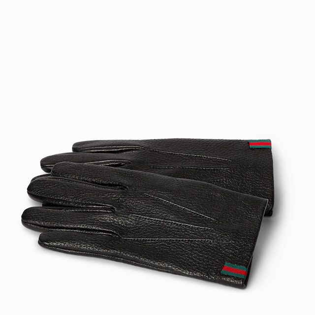 Grainy leather gloves with Web