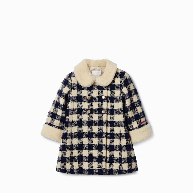 婴儿方格纹羊毛大衣