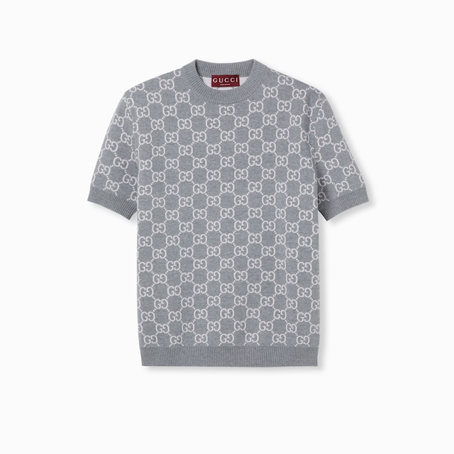 Reversible GG fine wool jacquard top