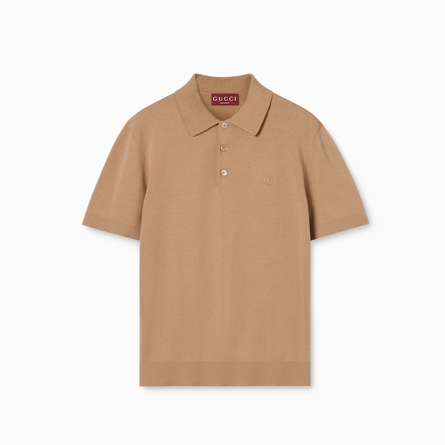 Silk cotton polo shirt with embroidery