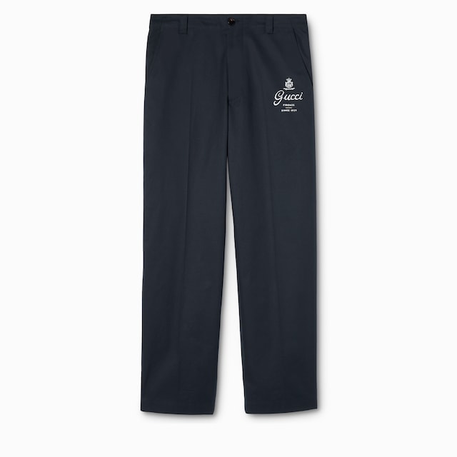 Cotton twill pants with print