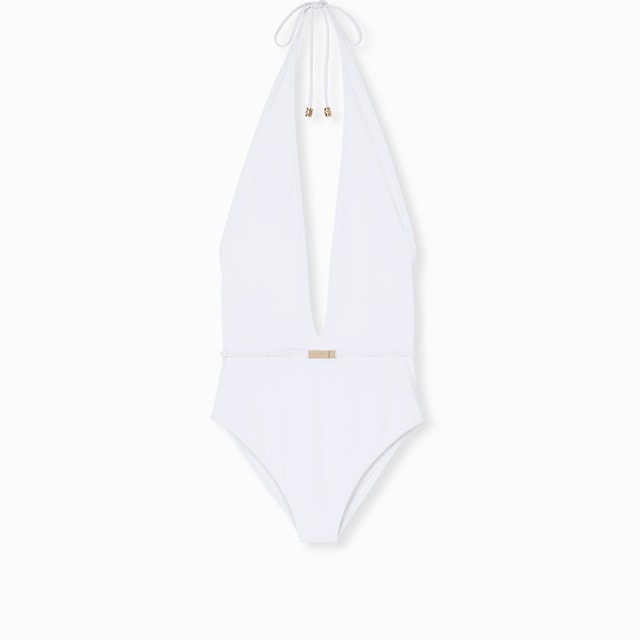 Jersey bodysuit with metal tag