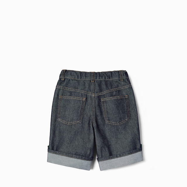 Shorts bambino in denim con nastro Web