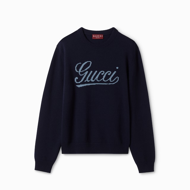 Knit wool jumper with intarsia