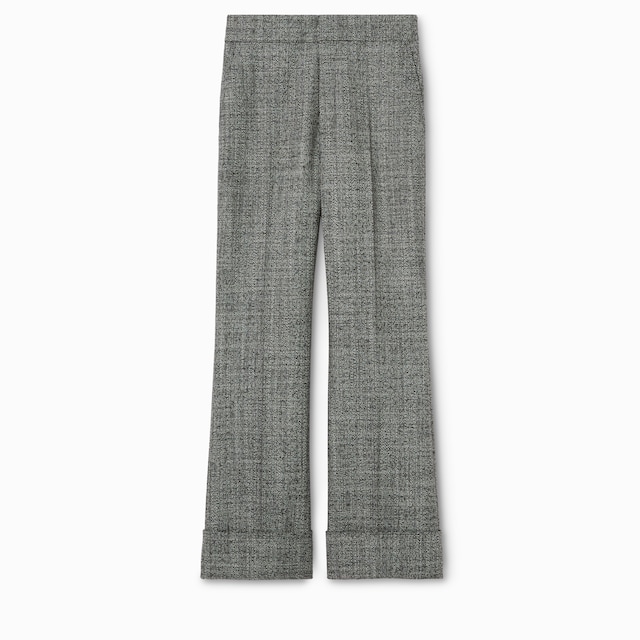 Wool grisaille trousers with embroidery
